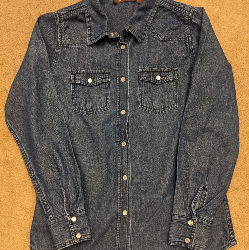 Denim Snap Down Blouse